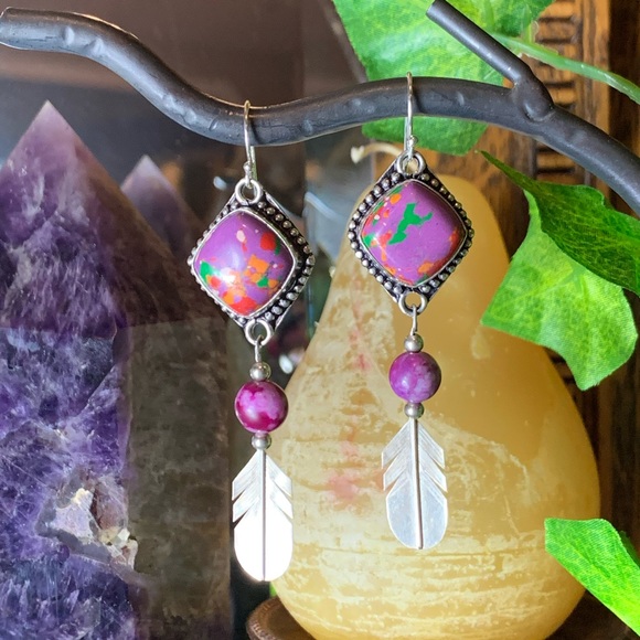 Sterling silver spotted sediment jasper earrings